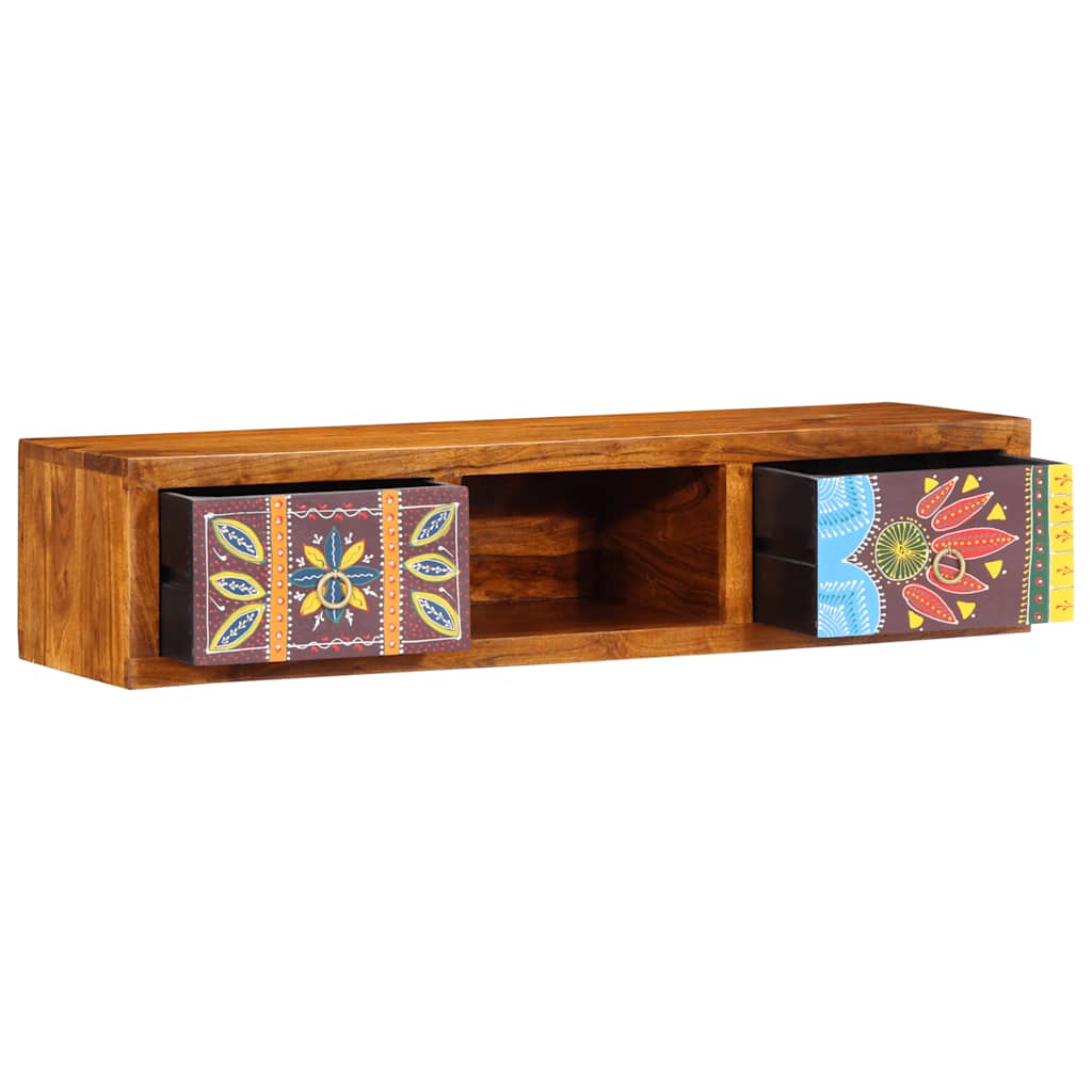 Armário de TV para parede 100x30x22 cm madeira acácia maciça