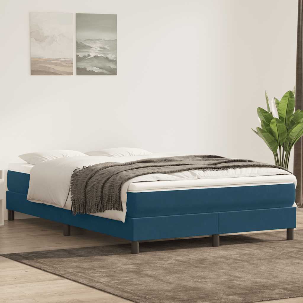 Cama com molas sem colchão 140x220 cm veludo azul-escuro