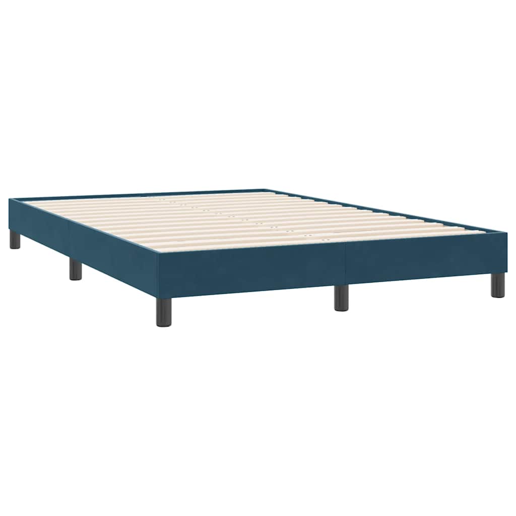 Cama com molas sem colchão 140x220 cm veludo azul-escuro