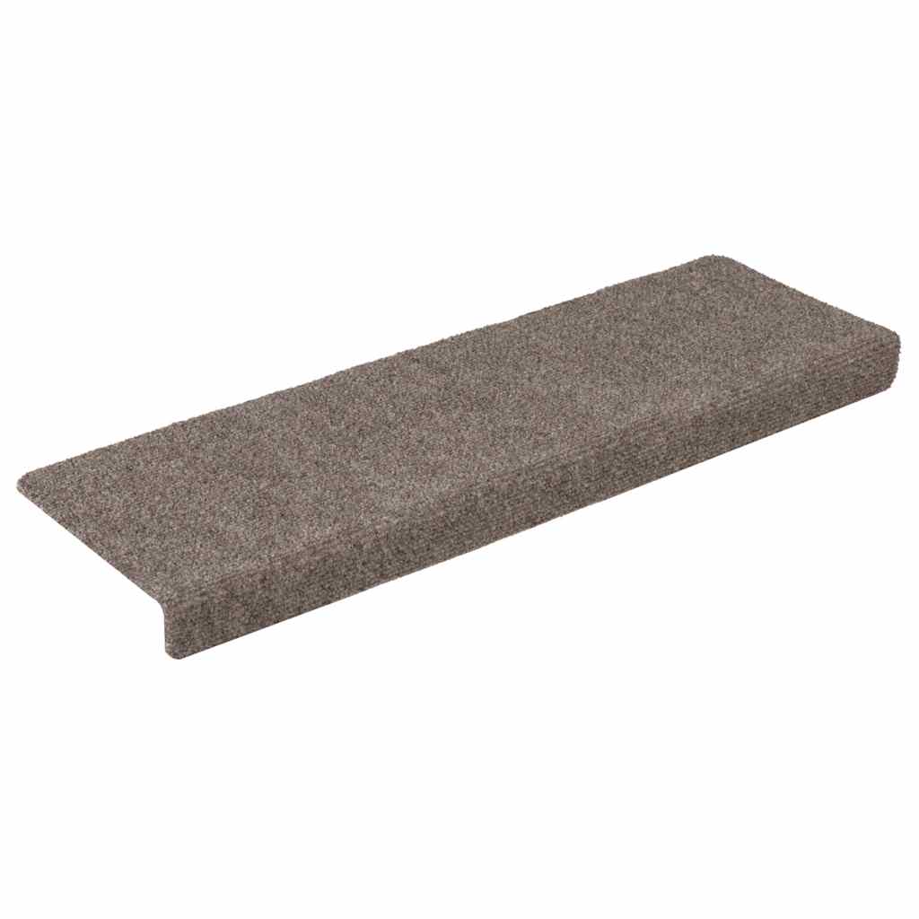Tapetes de escada autoadesivos 15 peças 65x21x4 cm bege com borda retangular