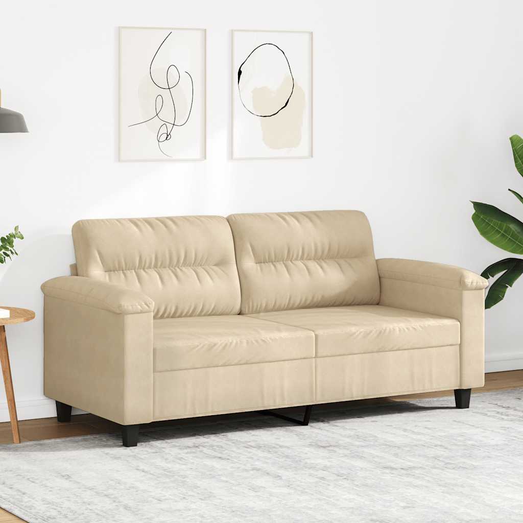 Sofá de 2 lugares 140 cm tecido de microfibra cor creme