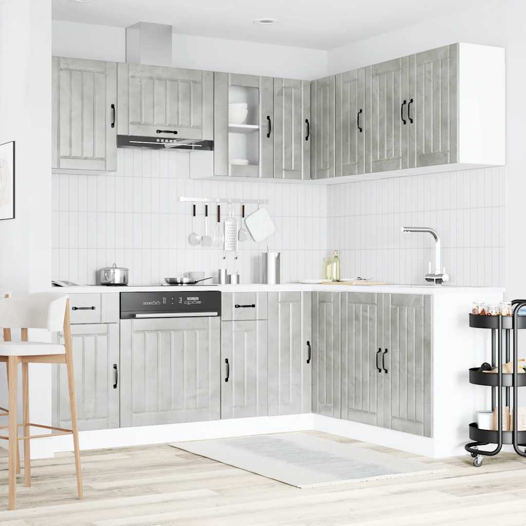 11 Peças armário de cozinha conjunto kalmar concreto cinza