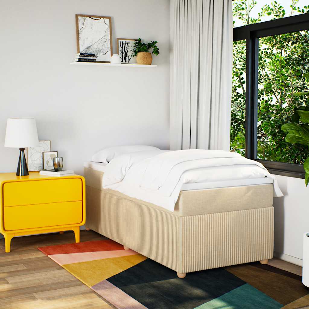 Cama com molas/colchão 100x200 cm tecido cor creme
