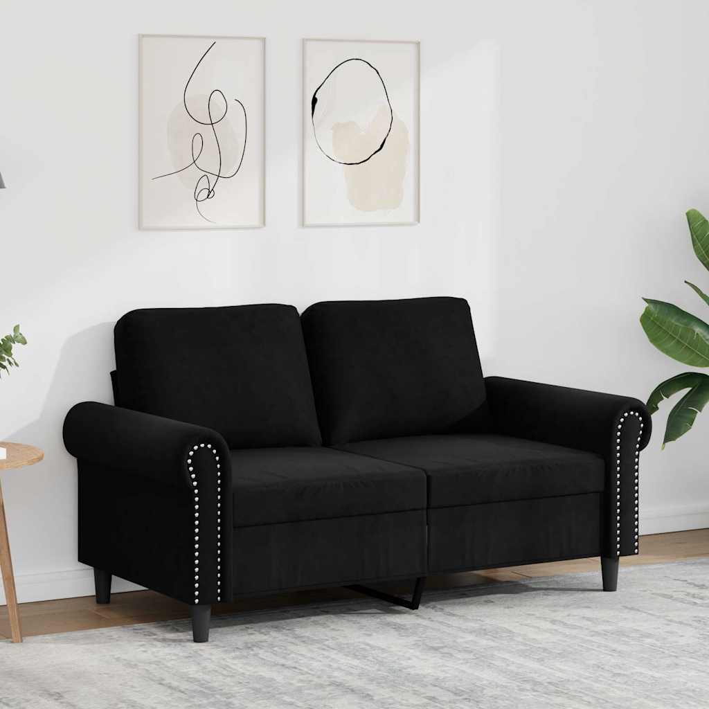 Sofá de 2 lugares veludo 120 cm preto