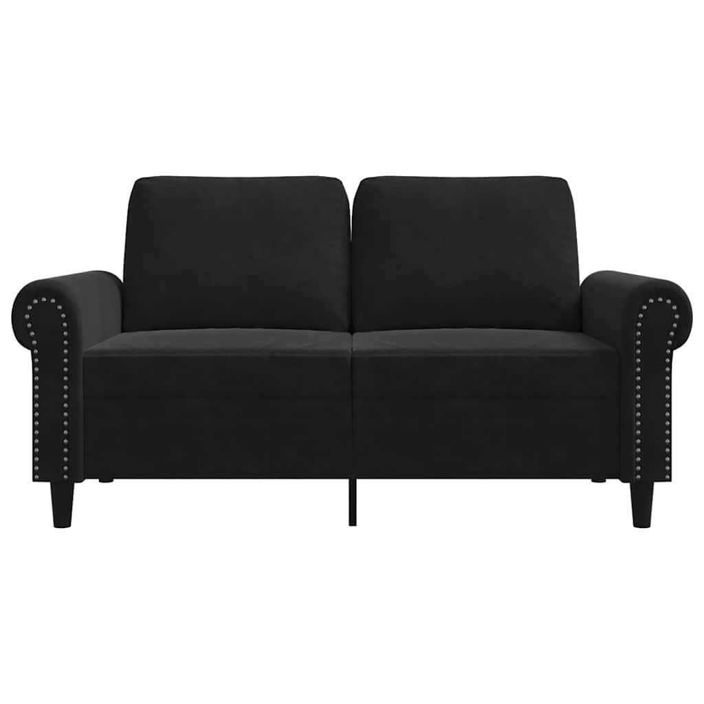 Sofá de 2 lugares veludo 120 cm preto