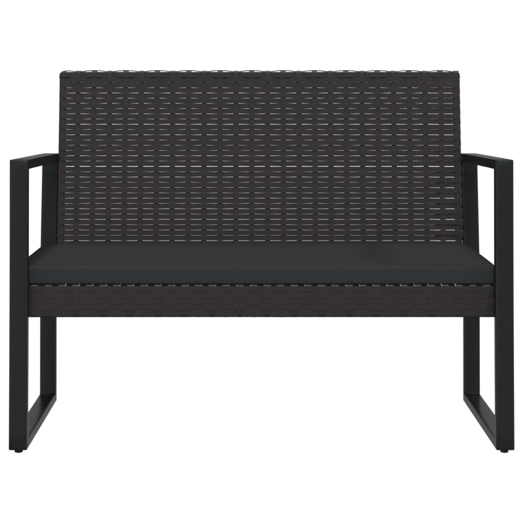 Banco de jardim com almofadões 106 cm vime PE preto