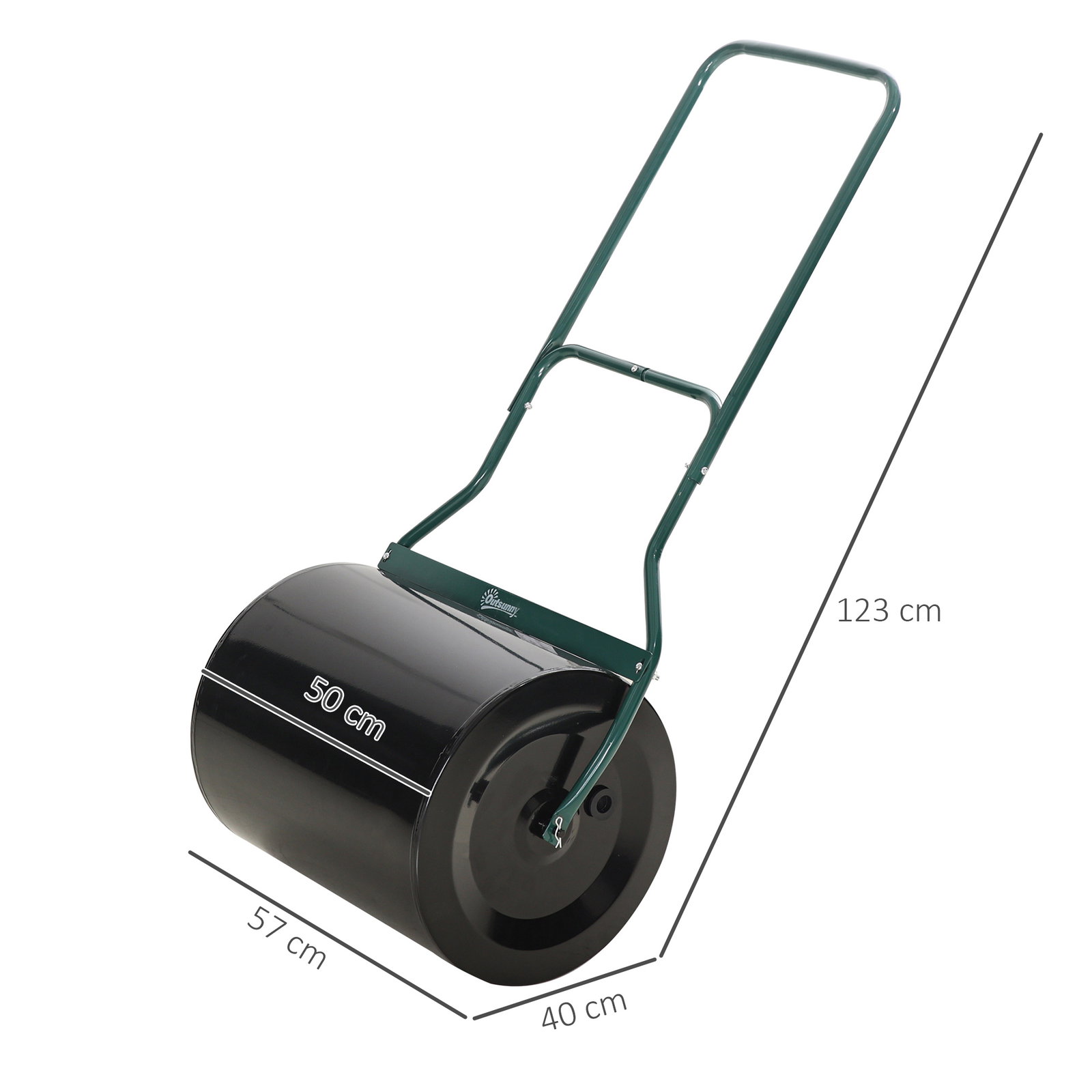 Rolo de gramado para jardim com capacidade de 60L preenchível com areia ou água de 50 cm de diâmetro preto