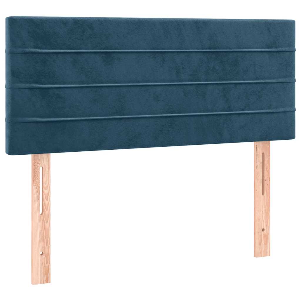 Cabeceira de cama c/ luzes LED veludo 90x5x78/88 cm azul-escuro