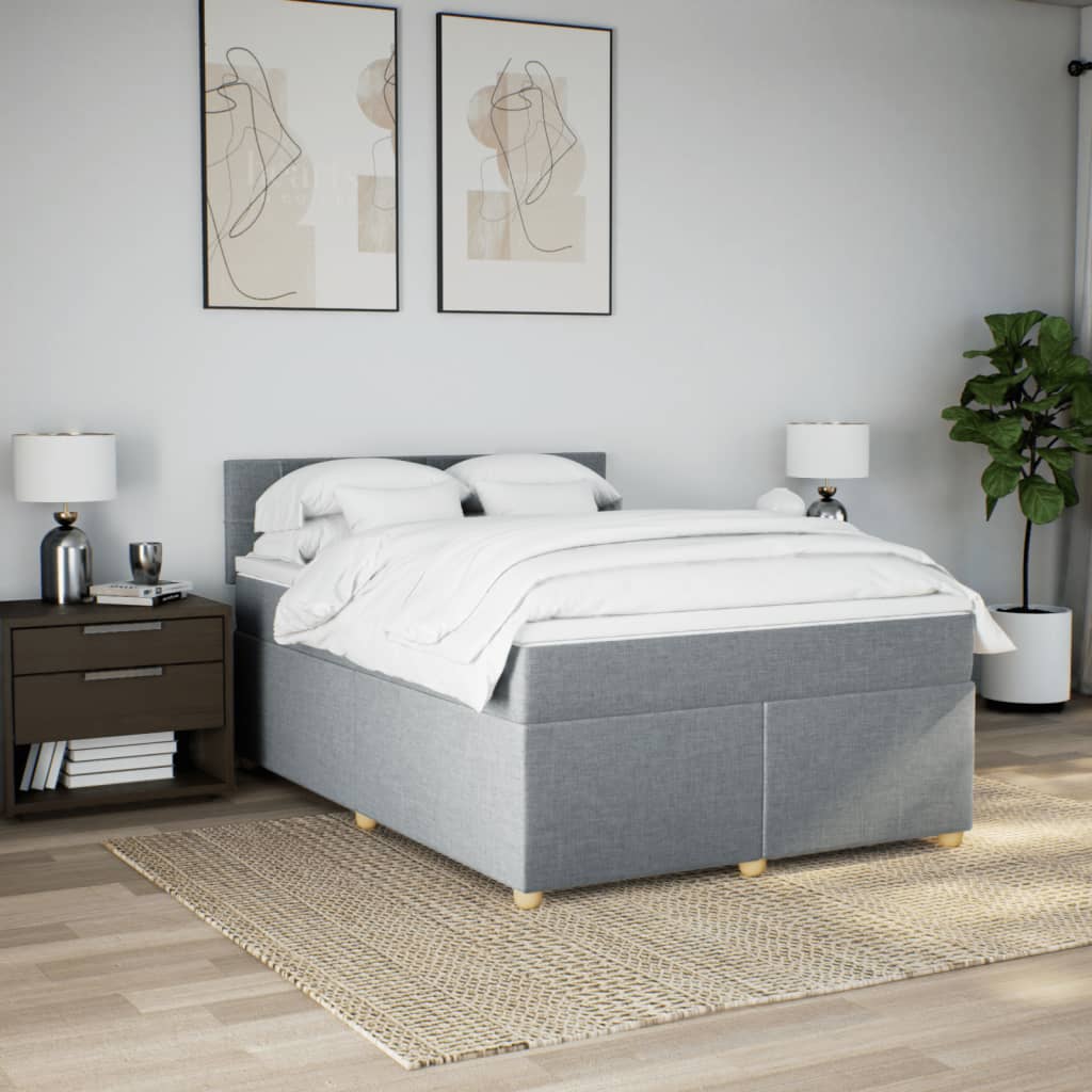 Cama com molas/colchão 140x200 cm tecido cinzento-claro