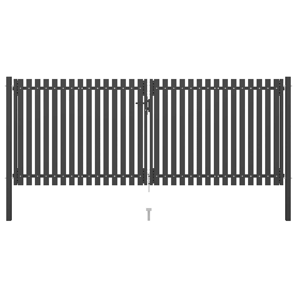 Portão de cerca de jardim em aço 400x125 cm antracite