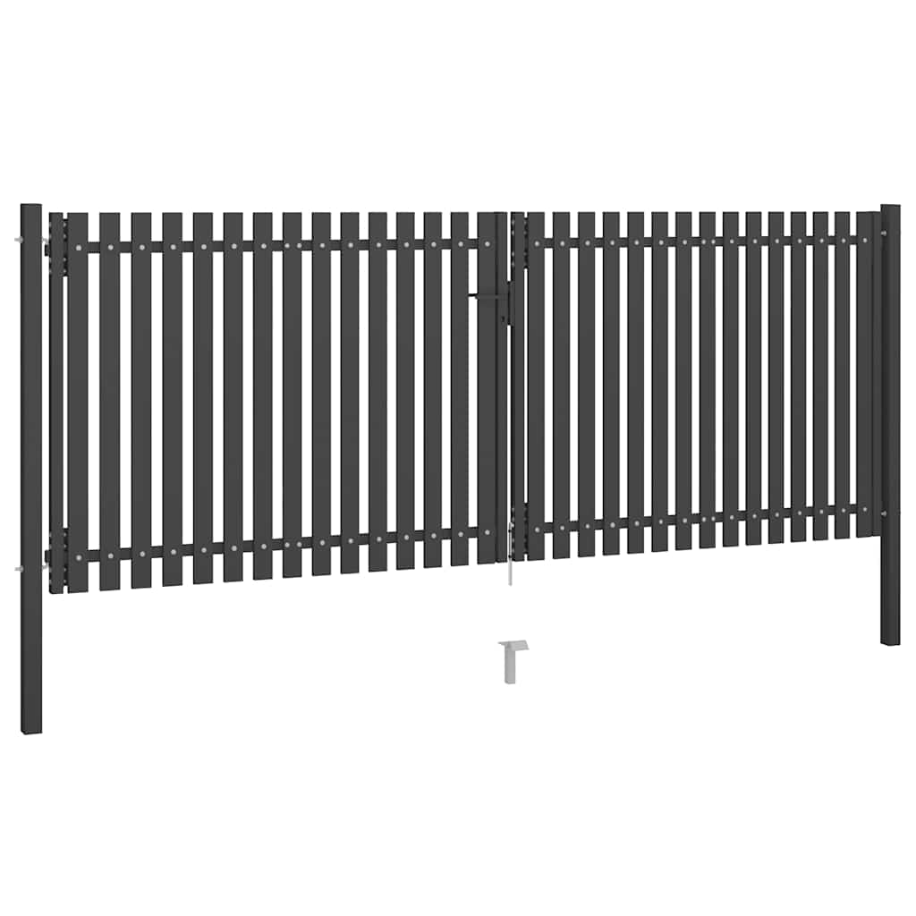Portão de cerca de jardim em aço 400x125 cm antracite
