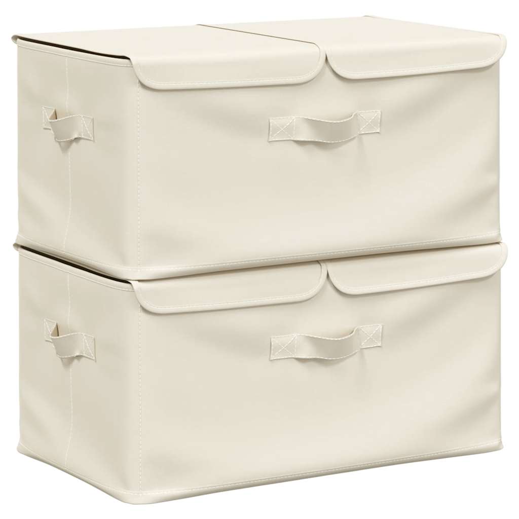 Caixas de arrumação 2 pcs 50x30x25 cm tecido creme
