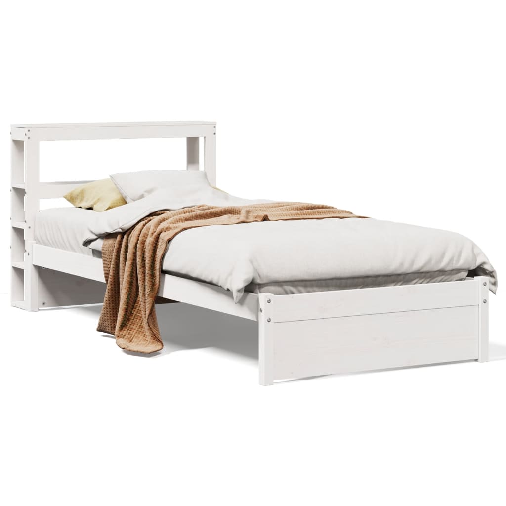 Estrutura cama c/ cabeceira 75x190 cm pinho maciço