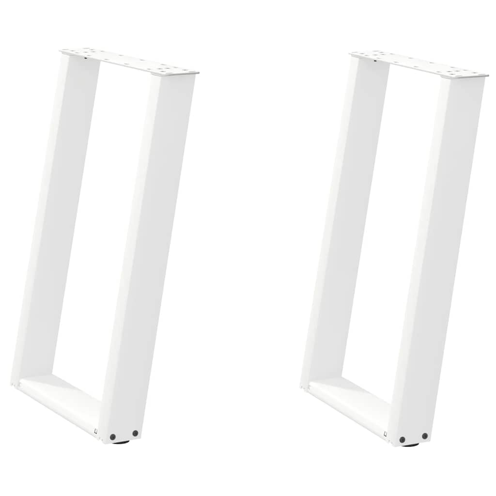Pés para mesa de jantar em formato de u, 2 peças, branco, 60x(72-73) cm, aço