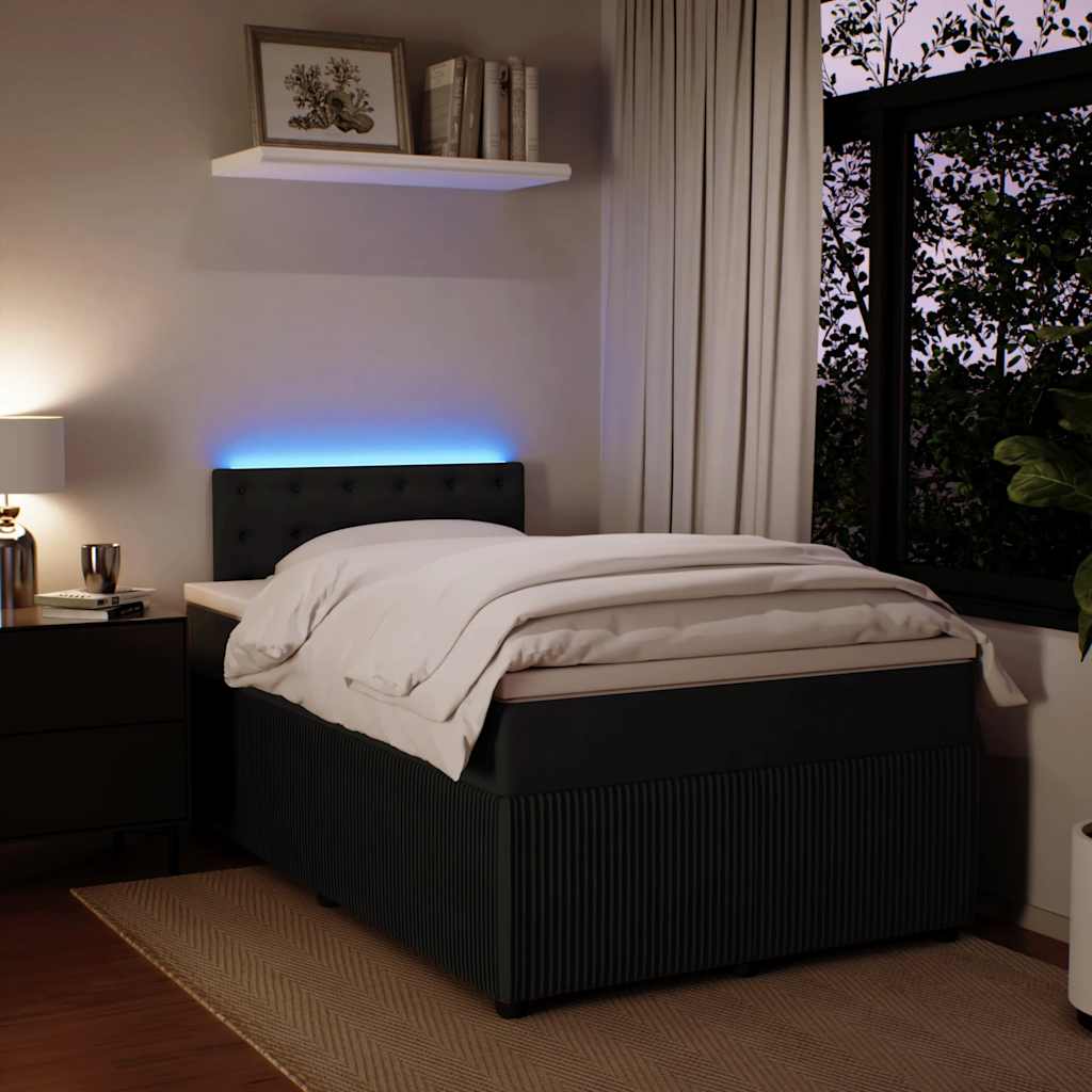 Cama boxspring com colchão 120x190 cm veludo preto