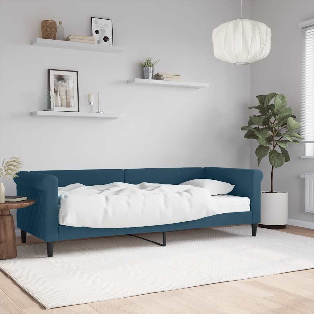 Sofá-cama com colchão 80x200 cm veludo azul