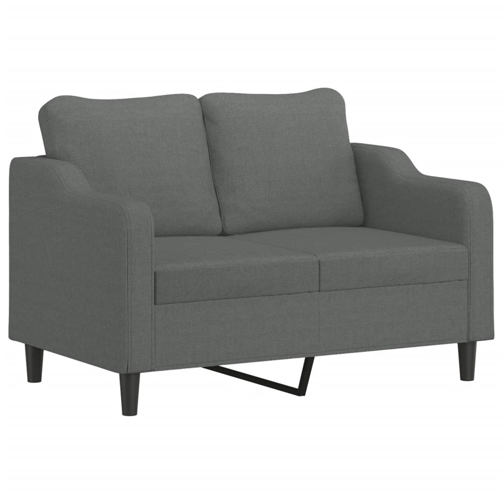 2 Pcs conjunto de sofás com almofadas tecido cinzento-escuro