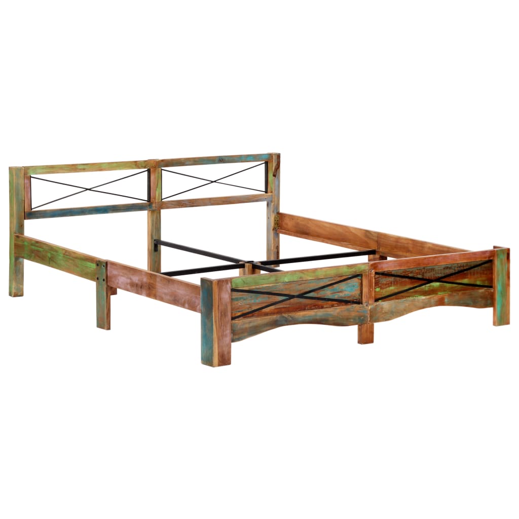 Estrutura de cama madeira recuperada maciça 180x200 cm