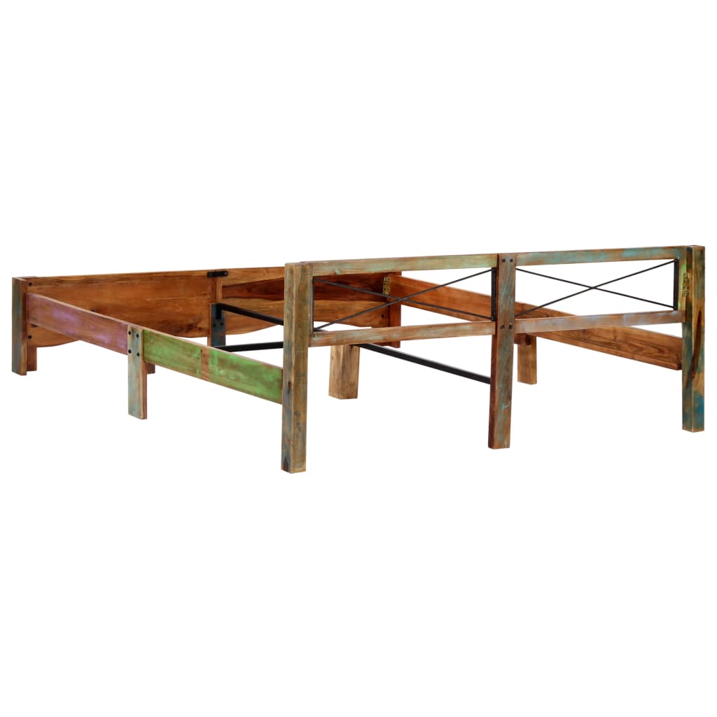 Estrutura de cama madeira recuperada maciça 180x200 cm
