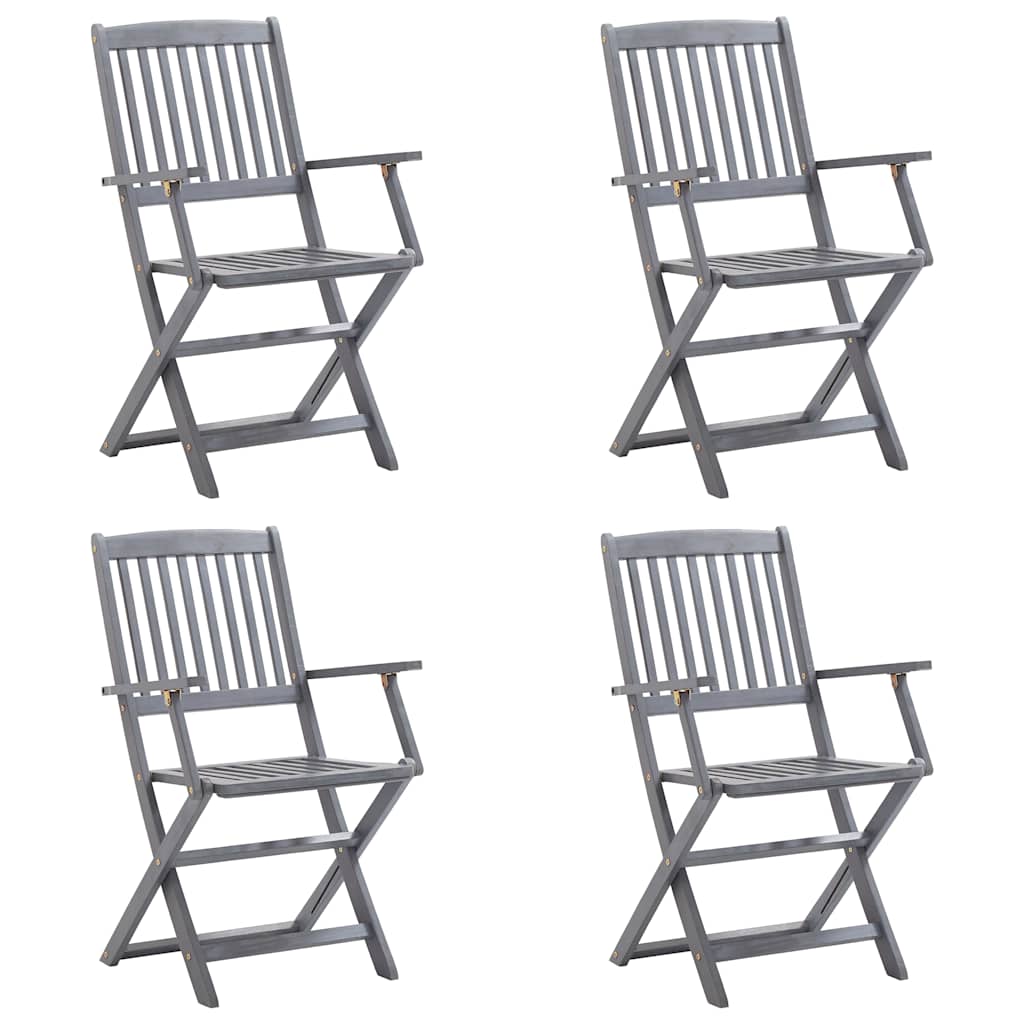 Cadeiras exterior dobráveis c/ almofadões 4 pcs acácia maciça