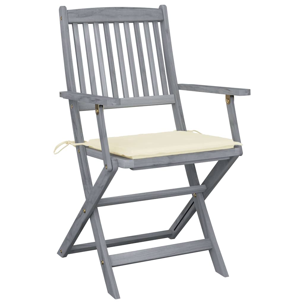 Cadeiras exterior dobráveis c/ almofadões 4 pcs acácia maciça