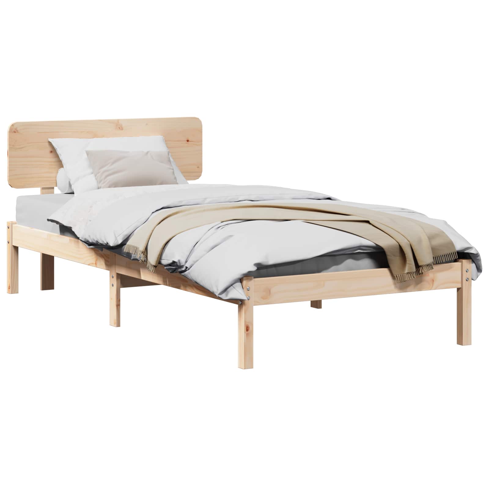 Estrutura da cama com cabeceira natural 90 x 200 cm