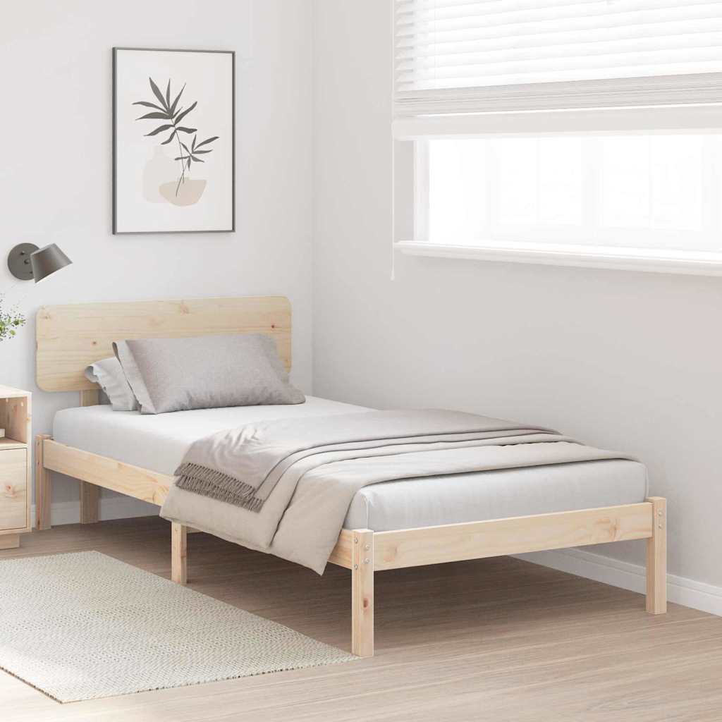 Estrutura da cama com cabeceira natural 90 x 200 cm