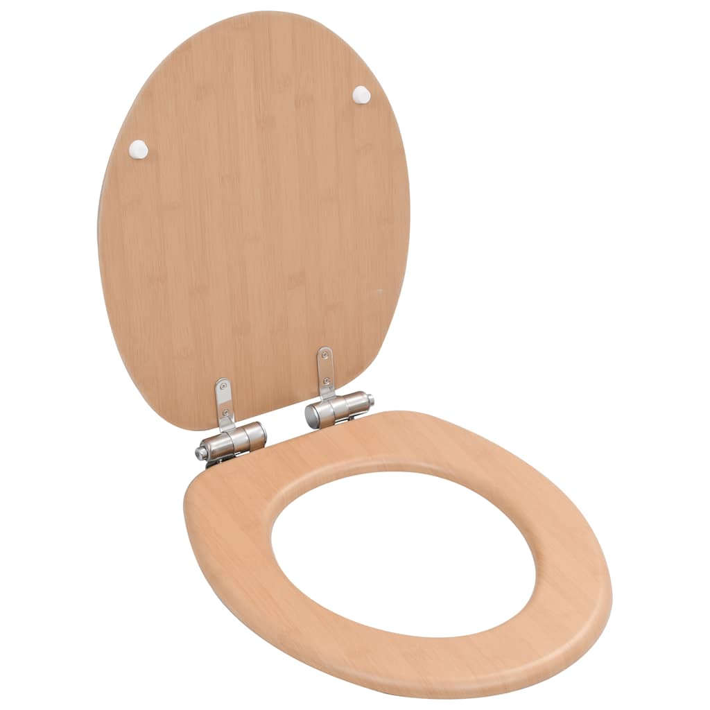 Assentos sanita 2 pcs c/ tampas fecho suave MDF design bambu