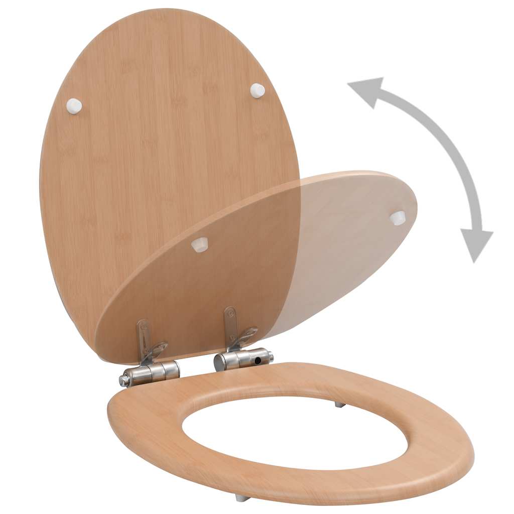 Assentos sanita 2 pcs c/ tampas fecho suave MDF design bambu
