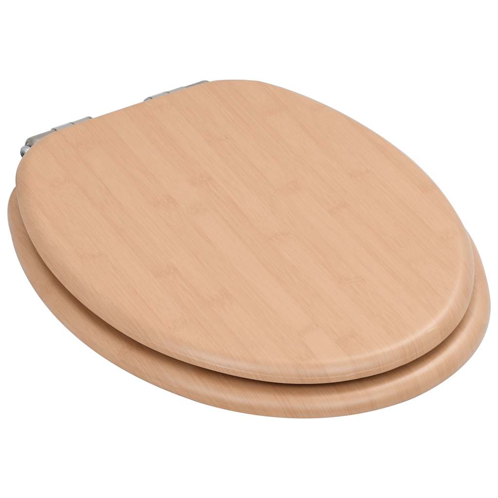 Assentos sanita 2 pcs c/ tampas fecho suave MDF design bambu