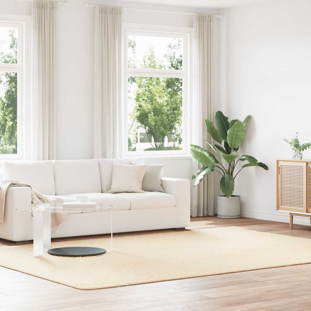 Tapete shaggy de pelo alto navarra 240x340 cm poliéster creme