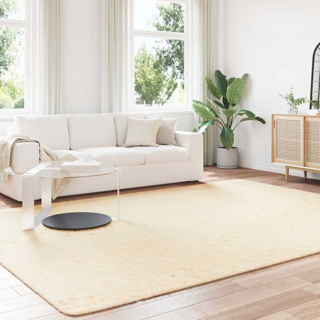 Tapete shaggy de pelo alto navarra 240x340 cm poliéster creme