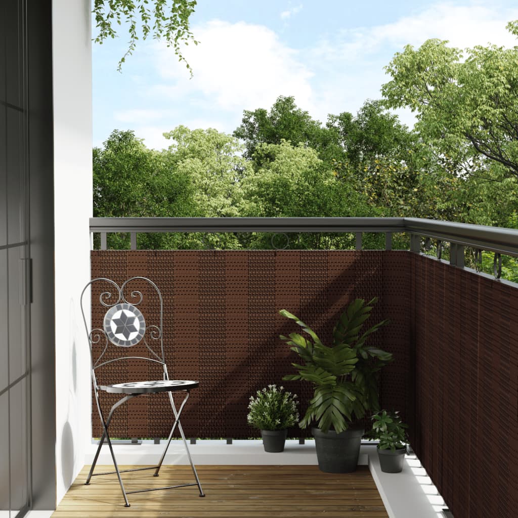 Tela de varanda 400x100 cm vime PE castanho e preto