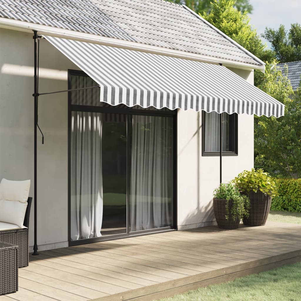 Tecido de substituição para sanefa de toldo 350 cm riscas antracite/branco