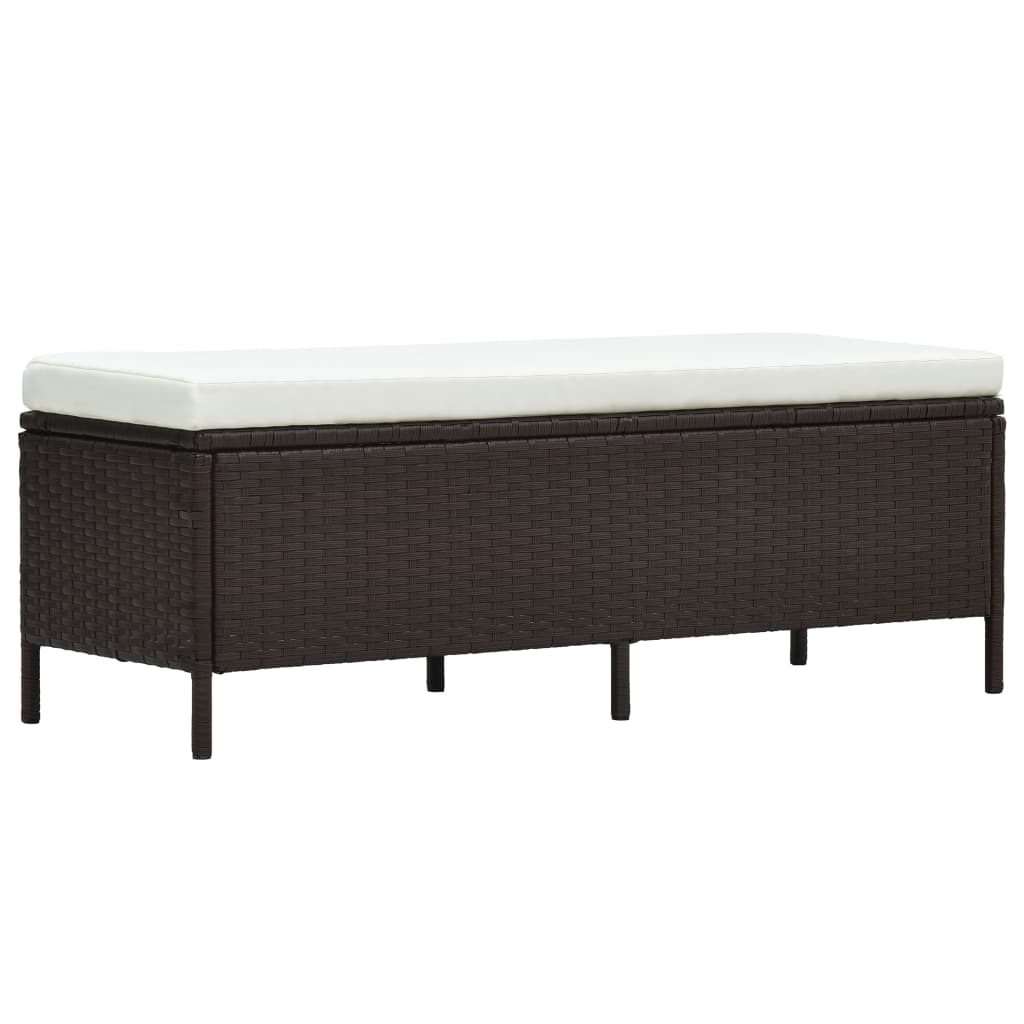 3 Pcs conjunto lounge jardim c/ almofadões vime PE castanho