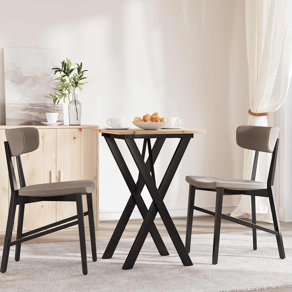 Mesa de jantar estrutura em x 50x50x75 cm pinho e aço
