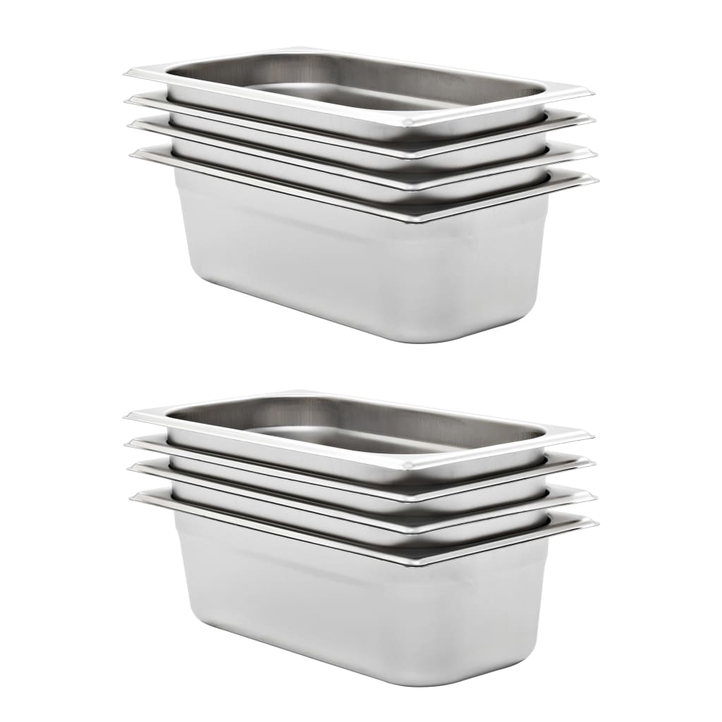 Recipientes gastronorm 8 pcs gn 1/3 100 mm aço inoxidável