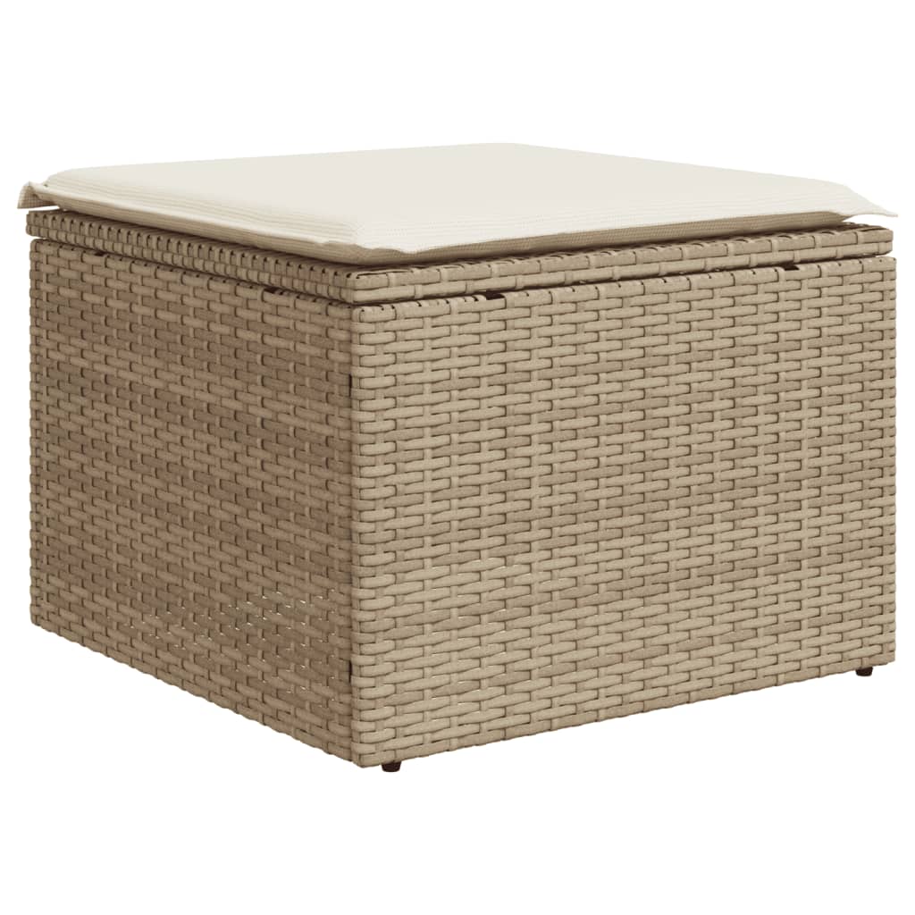 6 Pcs conjunto de sofás p/ jardim com almofadões vime PE bege
