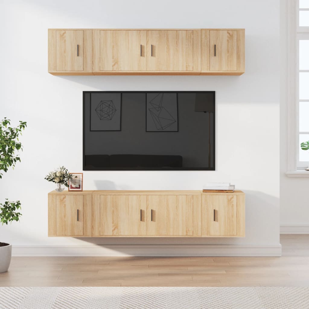 Conjunto móveis de TV 6 pcs madeira processada carvalho sonoma