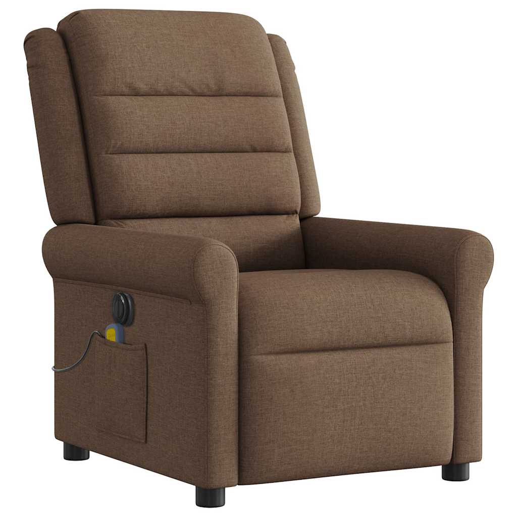 Poltrona de massagens reclinável elétrica tecido castanho