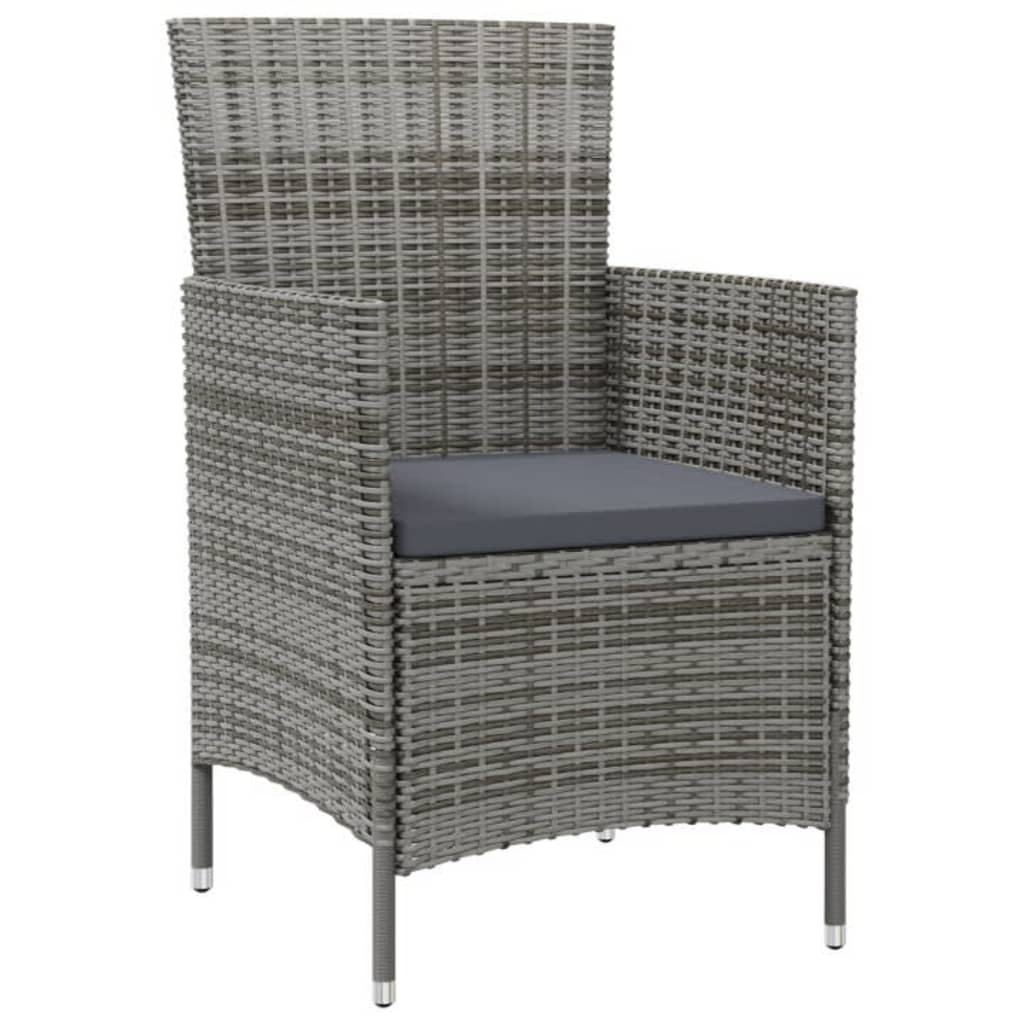 5Pcs conjunto de jantar p/ exterior c/ almofadões vime PE cinza