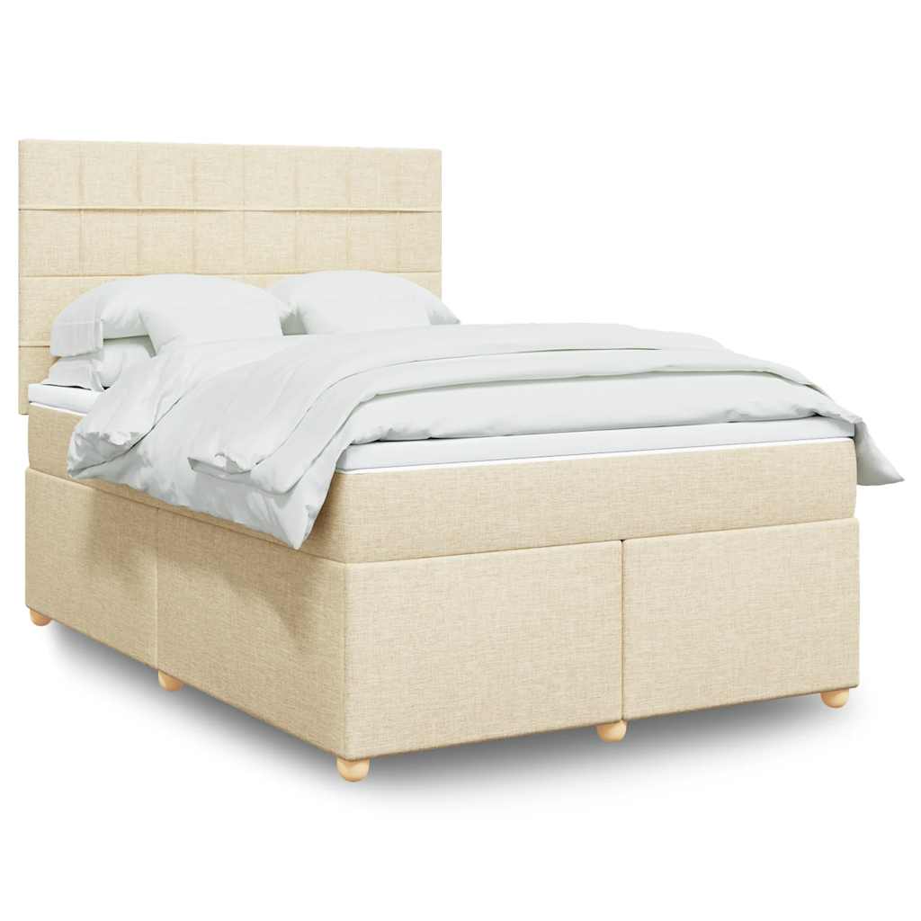 Cama com molas/colchão 140x190 cm tecido cor creme
