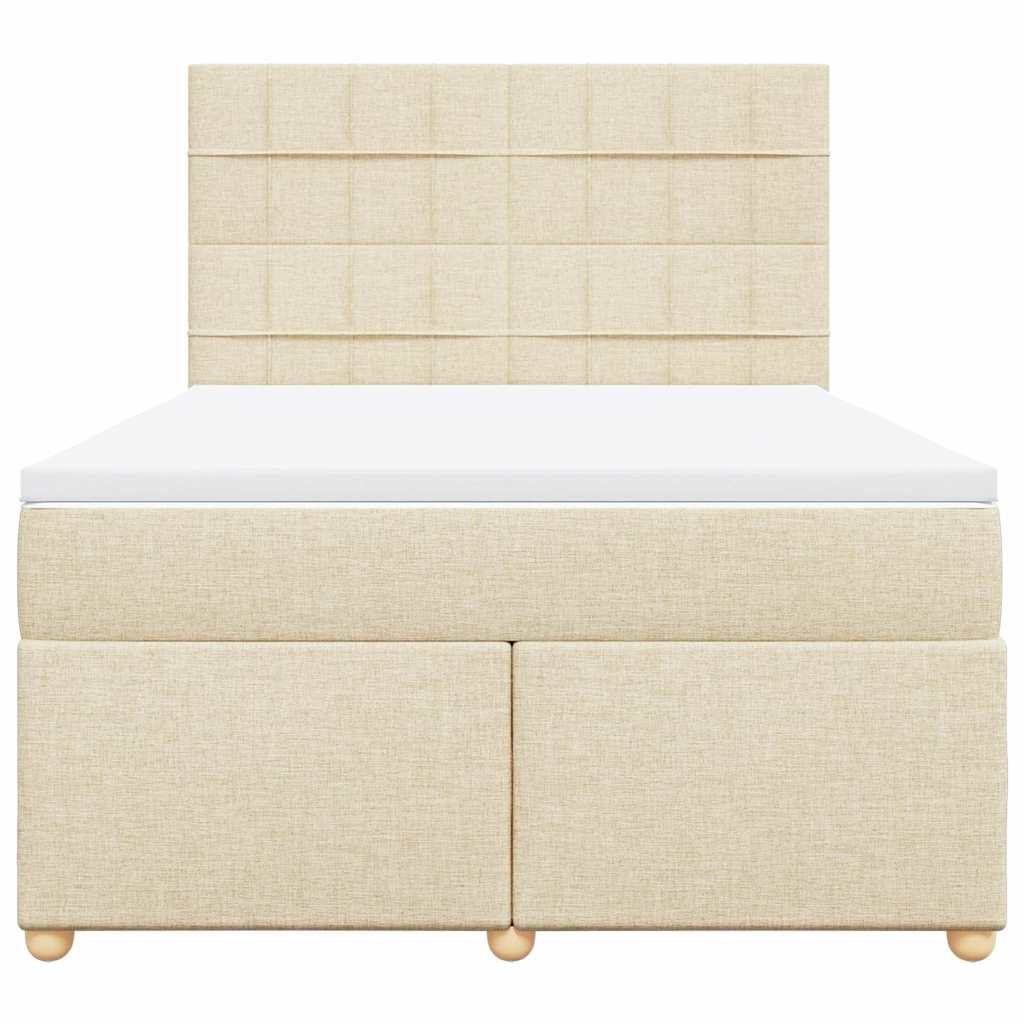 Cama com molas/colchão 140x190 cm tecido cor creme
