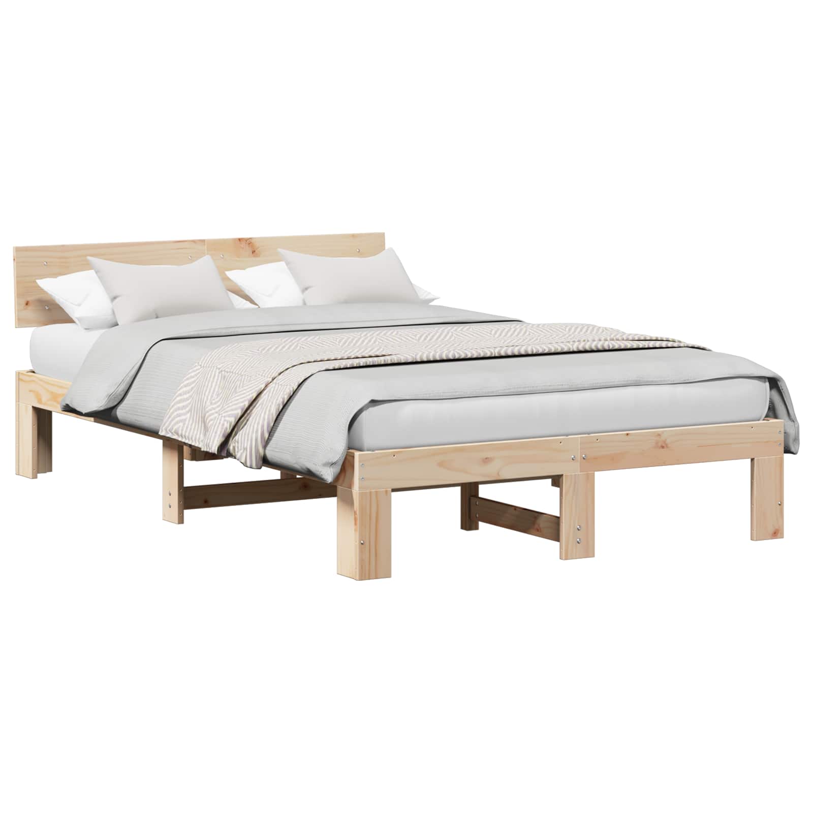 Estrutura da cama com cabeceira natural 135 x 190 cm