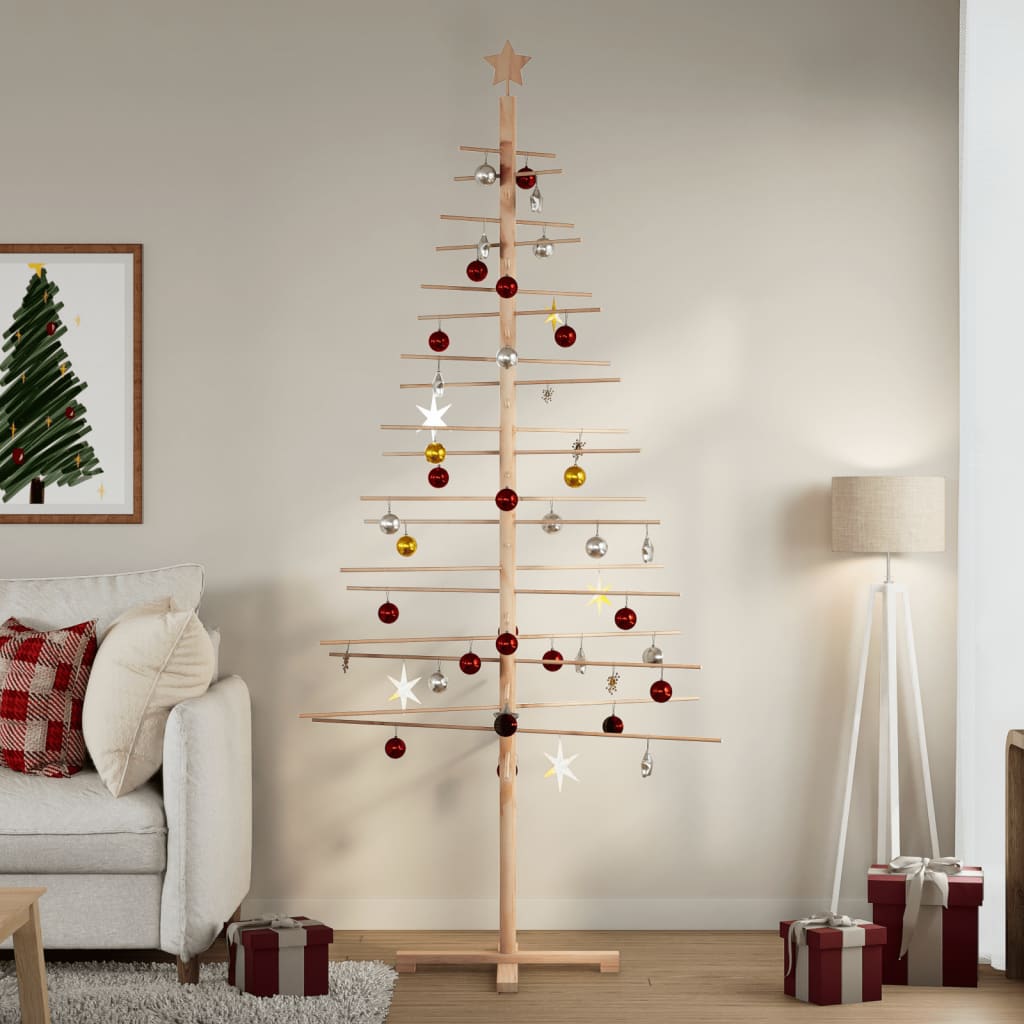 Árvore de natal decorativa 210 cm madeira de pinho maciça