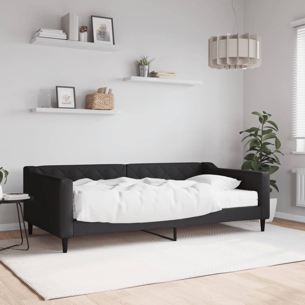 Sofá-cama com colchão 100x200 cm tecido preto