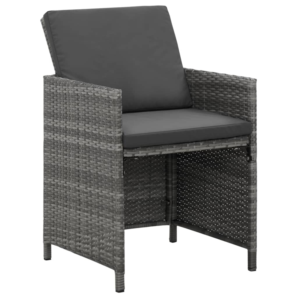 9 Pcs conjunto jantar p/ jardim c/ almofadões vime PE cinzento