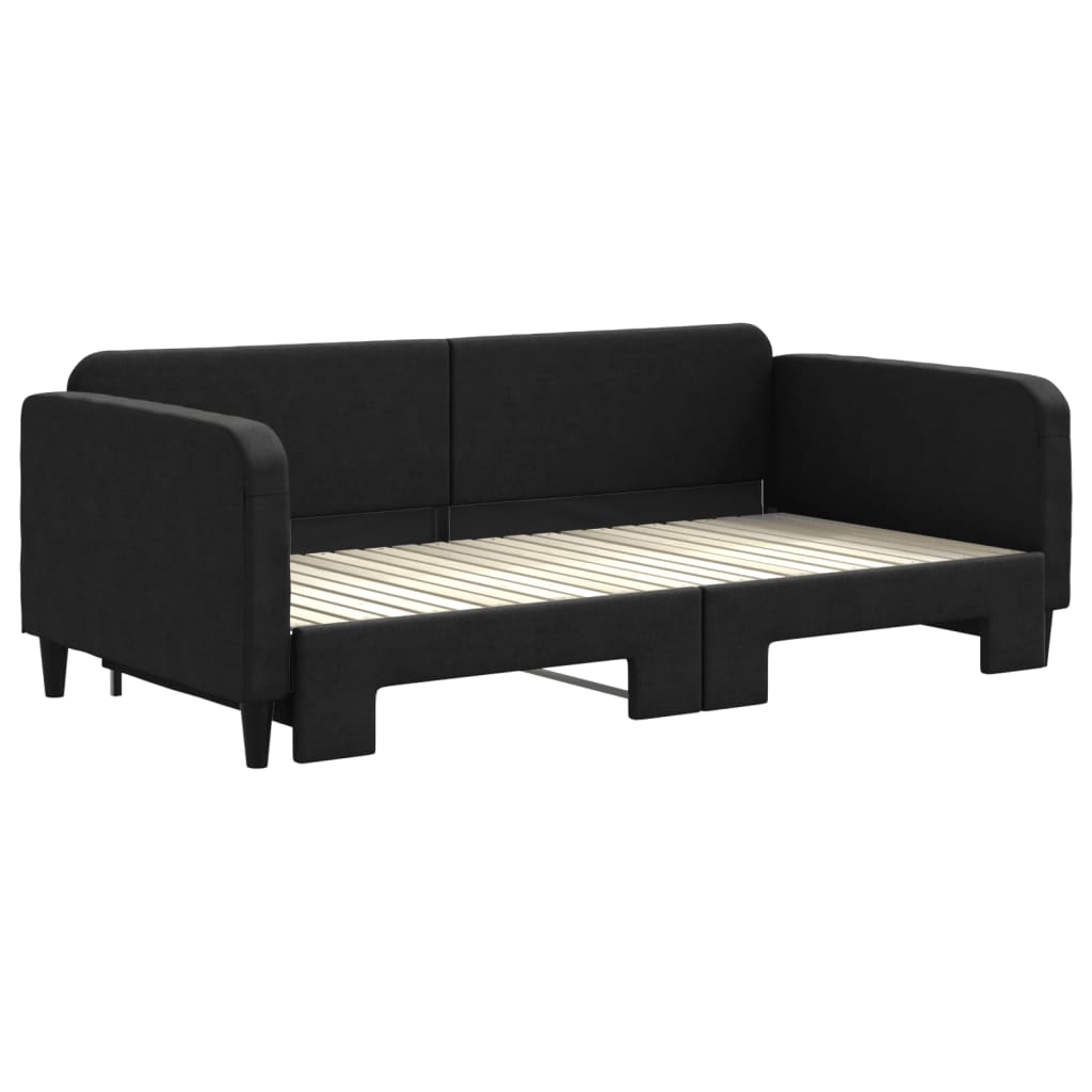 Sofá-cama com gavetão 100x200 cm tecido preto