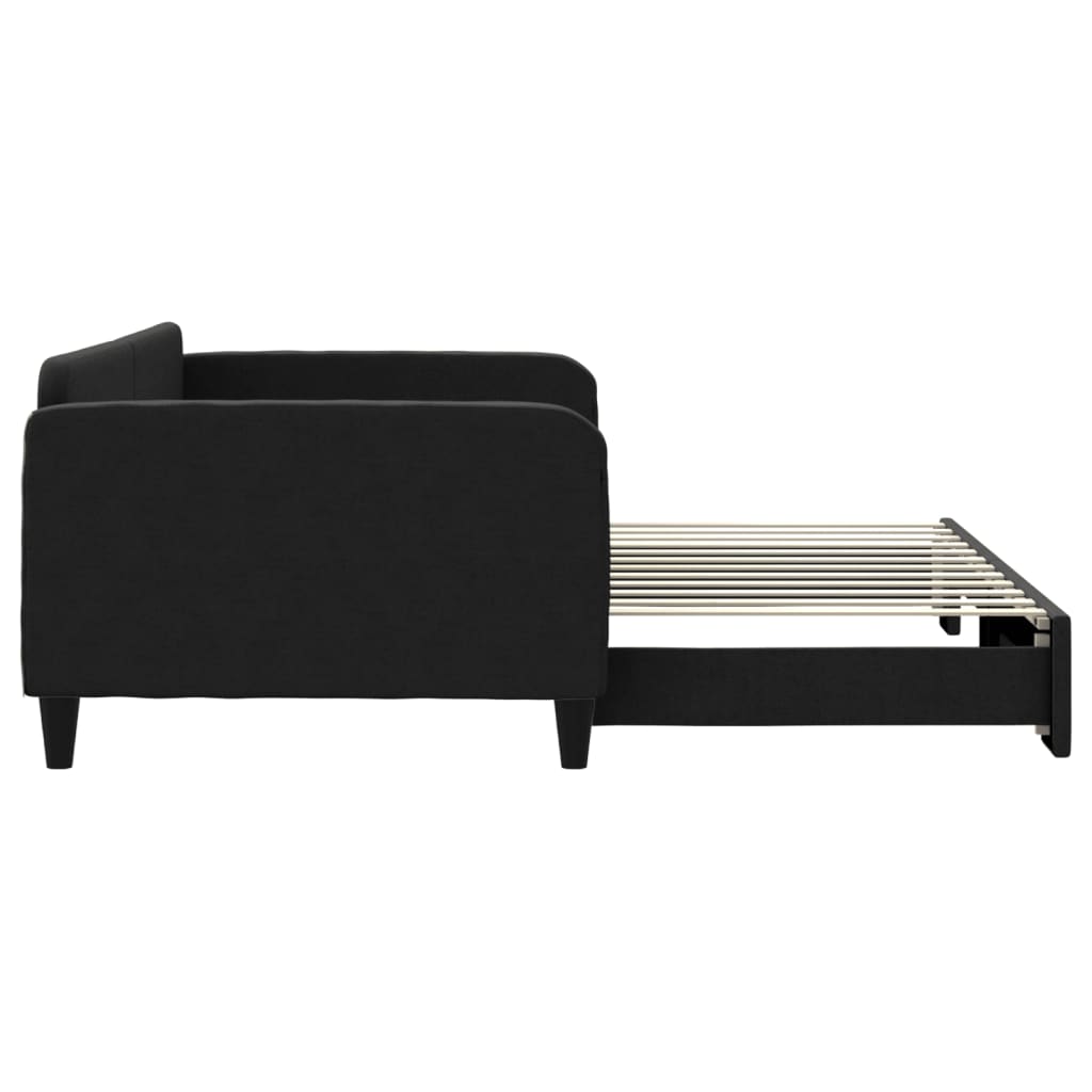 Sofá-cama com gavetão 100x200 cm tecido preto