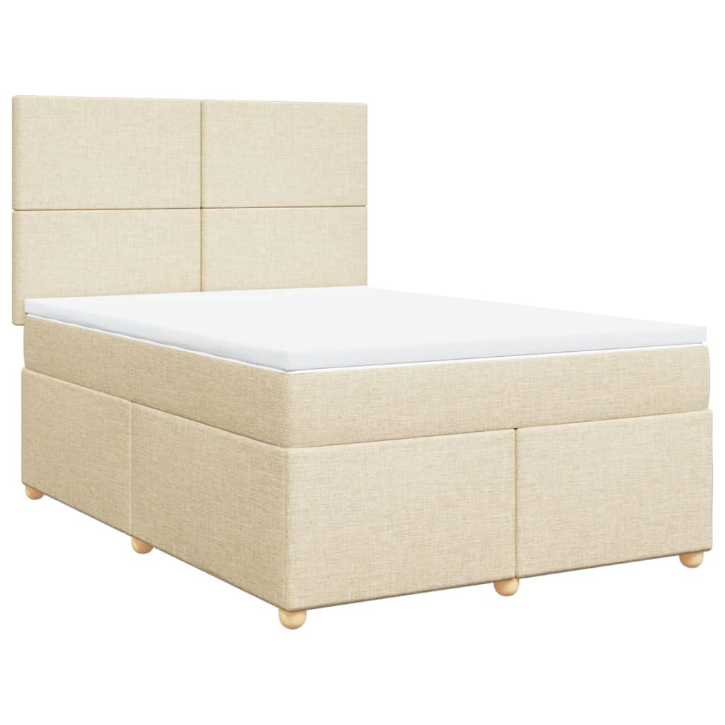 Cama com molas/colchão 160x200 cm tecido cor creme